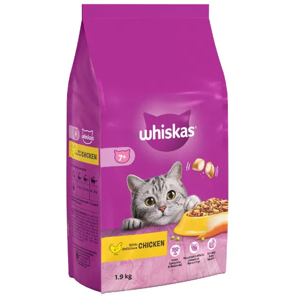 WHISKAS 7+ Chicken Adult Dry Cat Food 1.9kg