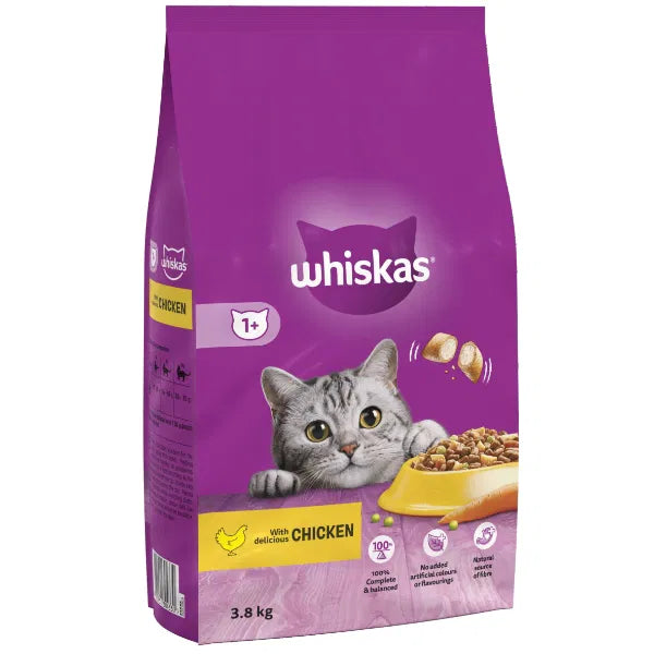 WHISKAS 1+ Chicken Adult Dry Cat Food 3.8kg